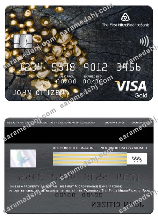 Tajikistan The First MicroFinance (FMFB) bank visa gold card